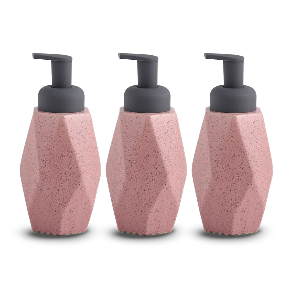 UMAI Liquid Soap Dispenser | Stoneware | Bathroom Sanitizer, Lotion, Shampoo Dispenser | Ceramic Handwash Bottle for Kitchen | Soap Dispenser for Wash Basin | Bathroom Accessories (Pack of 3)