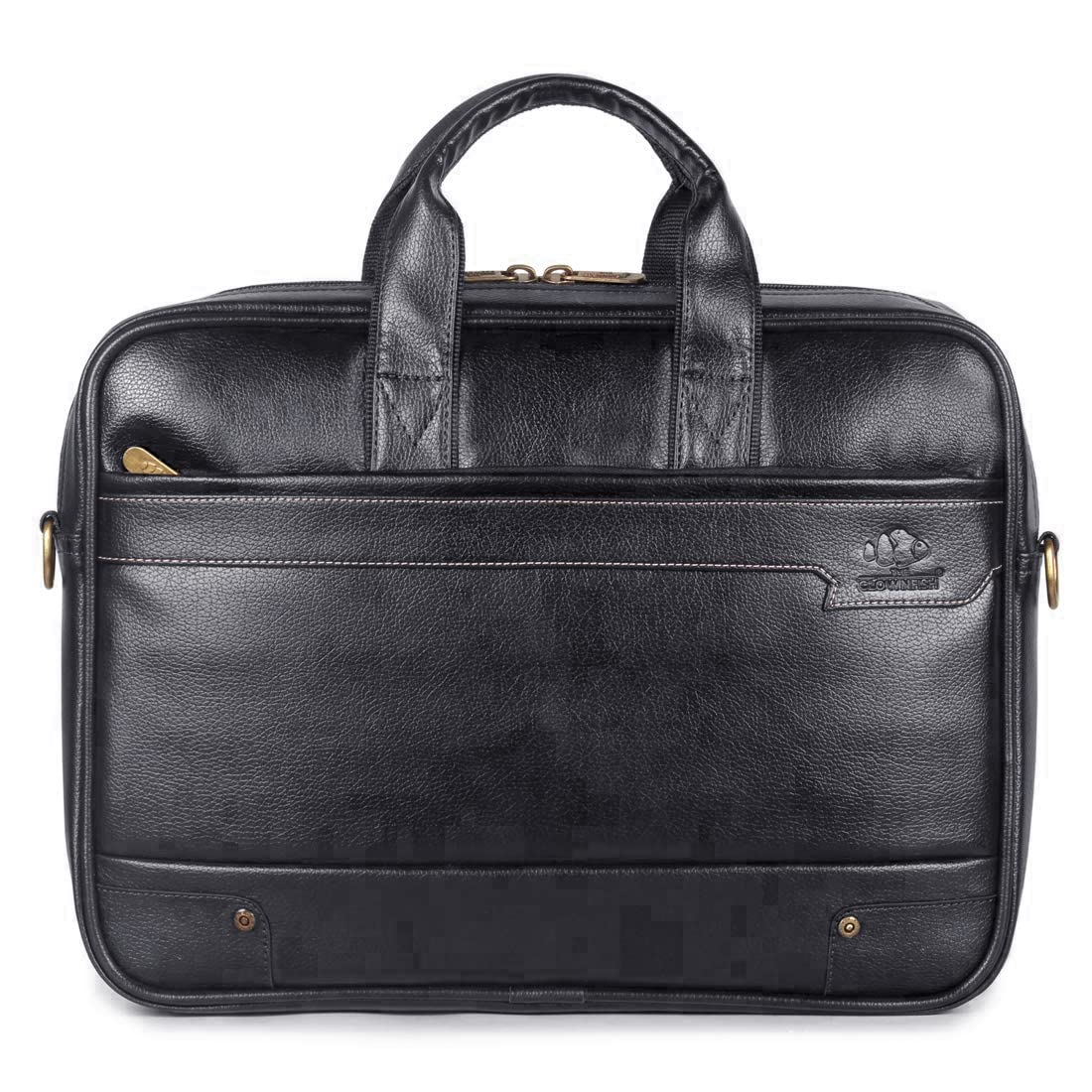 THE CLOWNFISH Unisex-Adult Faux Leather 15.6 Inch Utility Laptop Messenger Bag Briefcase (Black)