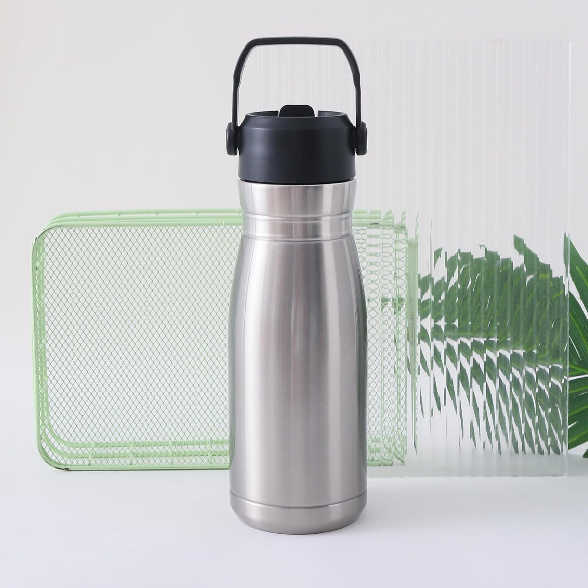 Homestic Vacuum Insulated Water Bottle | Stainless Steel Sipper Bottle with Handle | Hot & Cold Water Bottle | Leakproof, BPA Free, Rustproof | 780 ML | Steel