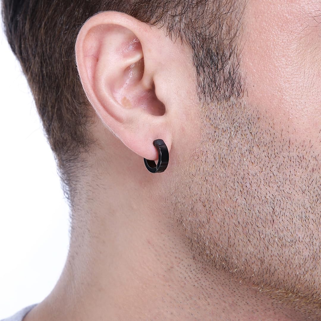 Stainless Steel Small Black Hoop Earring Black Hoop Guys With