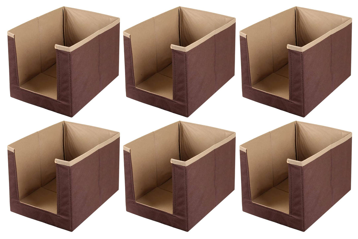 Kuber Industries Multiuses Non-Woven Closet Organizer With Handles- Pack of 6 (Brown) -HS43KUBMART26555