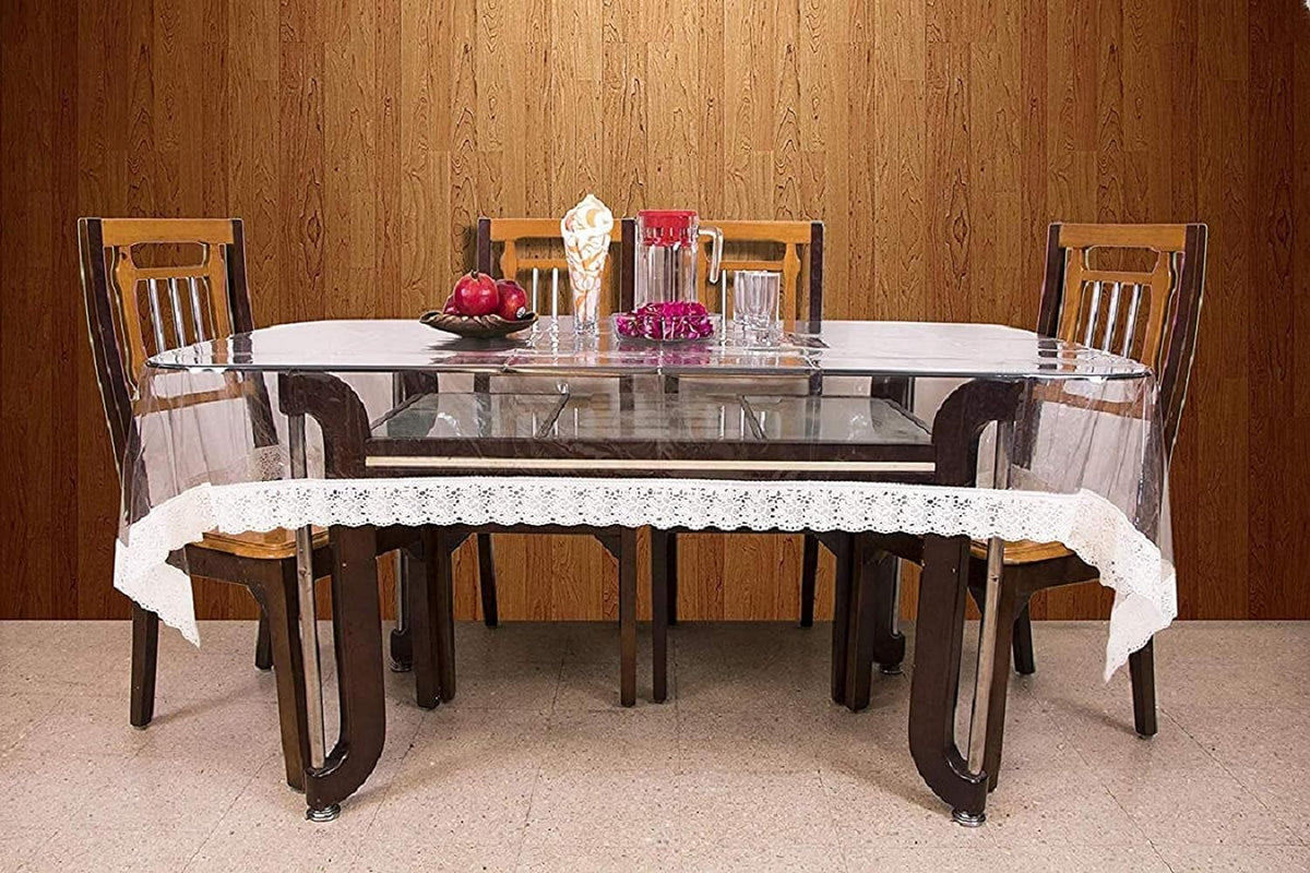 Kuber Industries Dining Table Cover 6 Seater|Table Cloth|Table Cover for Home, Restaurant|White Lace