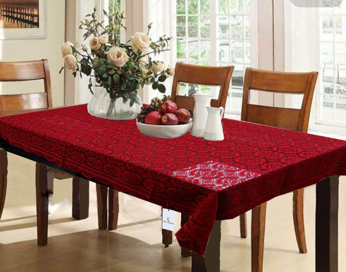 Kuber Industries Rectangular Dining Table Cover 6 Seater|Table Cover Cotton (Maroon)