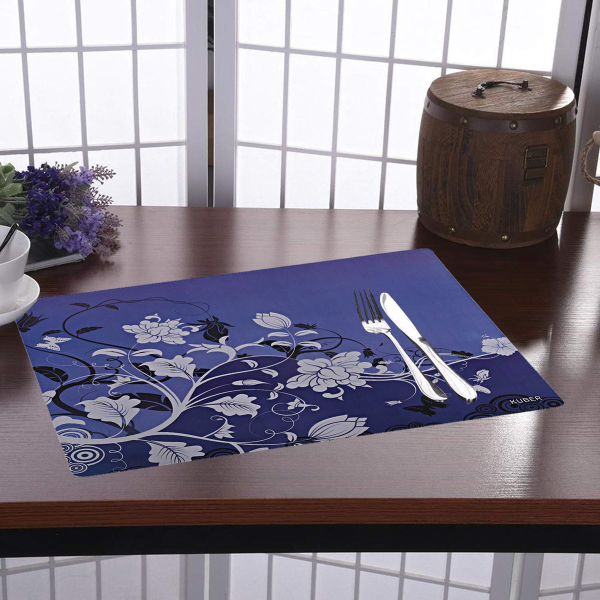 Kuber Industries PVC 6 Pieces Dining Table Placemat Set (Blue) - CTKTC028948