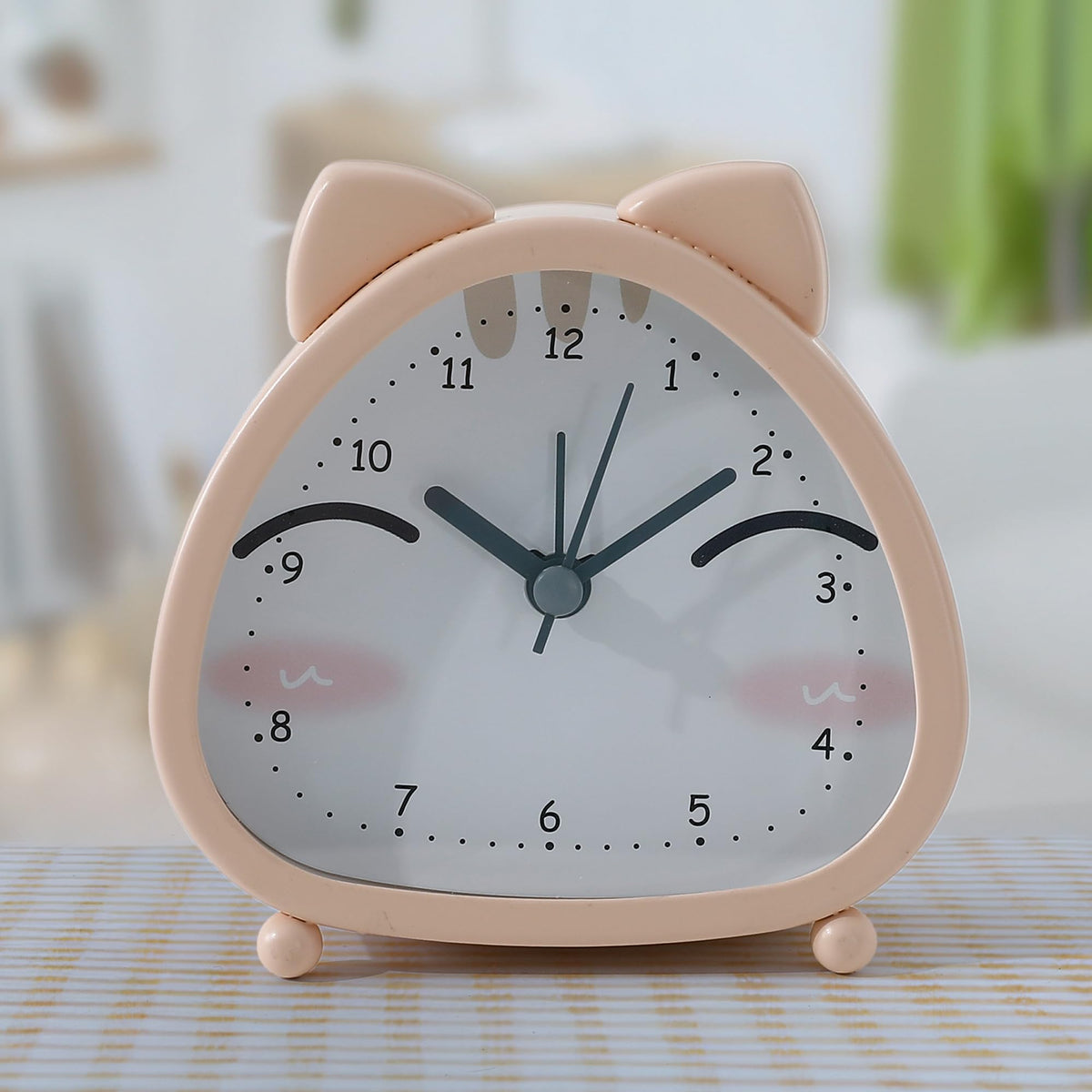 UMAI Alarm Clock (10cm) |Alarm Clock for Students |Loud Alarm Clock for Heavy Sleepers |Mini Alarm Clock for Kids |Alarm Clock for Bedroom | Cat Ears Table Clock for Study Table - Light Brown