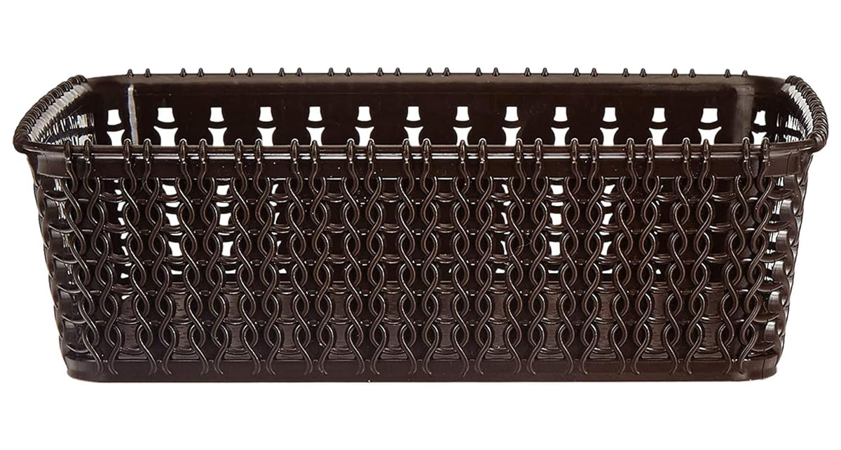 Kuber Industries Multiuses Small M 15 Plastic Tray/Basket/Organizer Without Lid (Brown) -46KM0109