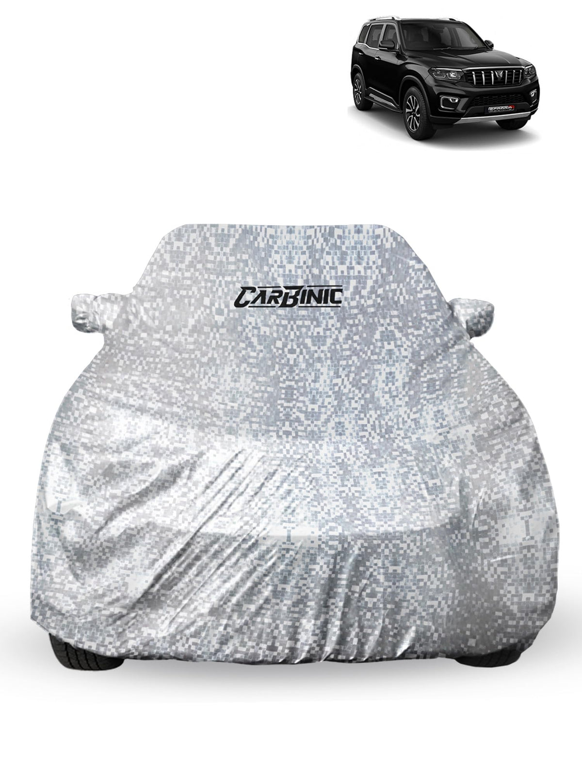 CARBINIC Waterproof Car Body Cover for Mahindra Scorpio N (7Seater) 2022 | Dustproof, UV Proof Car Cover | Car Accessories |Mirror Pockets & Antenna Triple Stitched | Double Layered Soft Cotton Lining