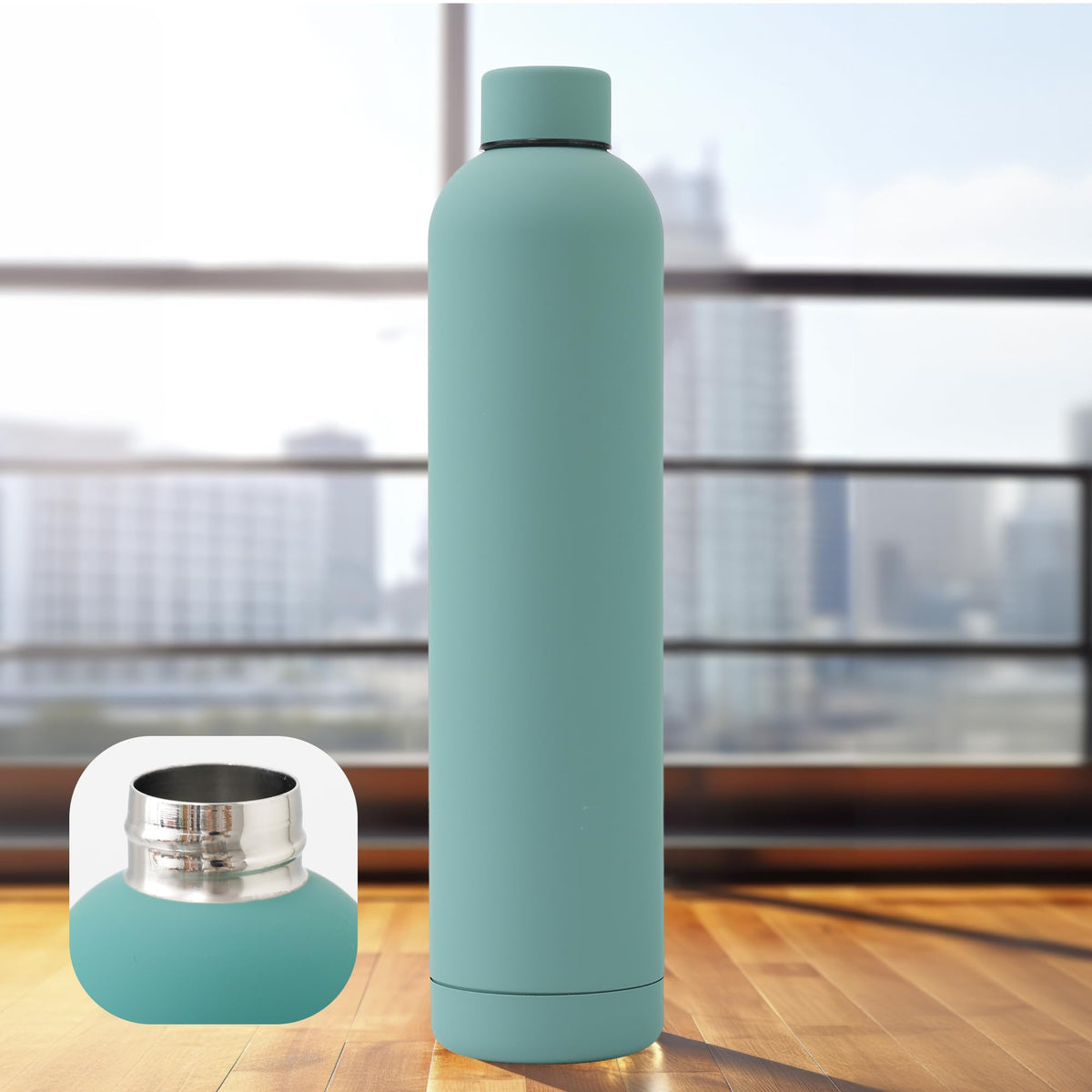 The Better Home 1000 ml Stainless Steel Vacuum Insulated Water Bottle with Smooth Rubber Finish | Keeps Contents Cold/Warm Upto 6-12 Hours | Thermos Bottle | BPA Free | Gym | Travel | Green