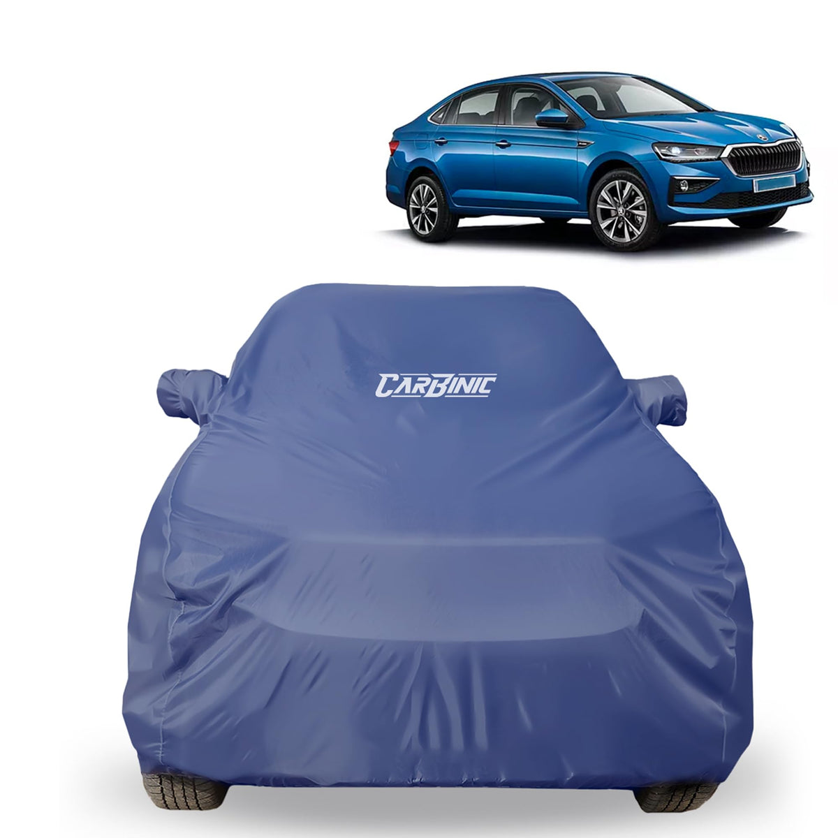 CARBINIC Car Body Cover for Maruti Brezza 2022 | Water Resistant, UV Protection Car Cover Scratchproof Body Shield | Dustproof All-Weather Cover | Mirror Pocket & Antenna | Car Accessories, Blue Red