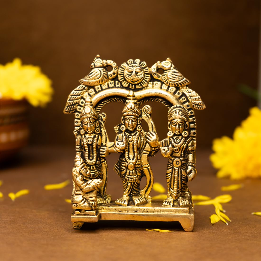 Ekhasa 100% Pure Brass Ram Darbar Murti in Luxury Red Velvet Box God Idols for Gifting | Best Wedding Gifts for Marriage Couple, Gifts for Couples, Housewarming Or Shop Opening Ceremony