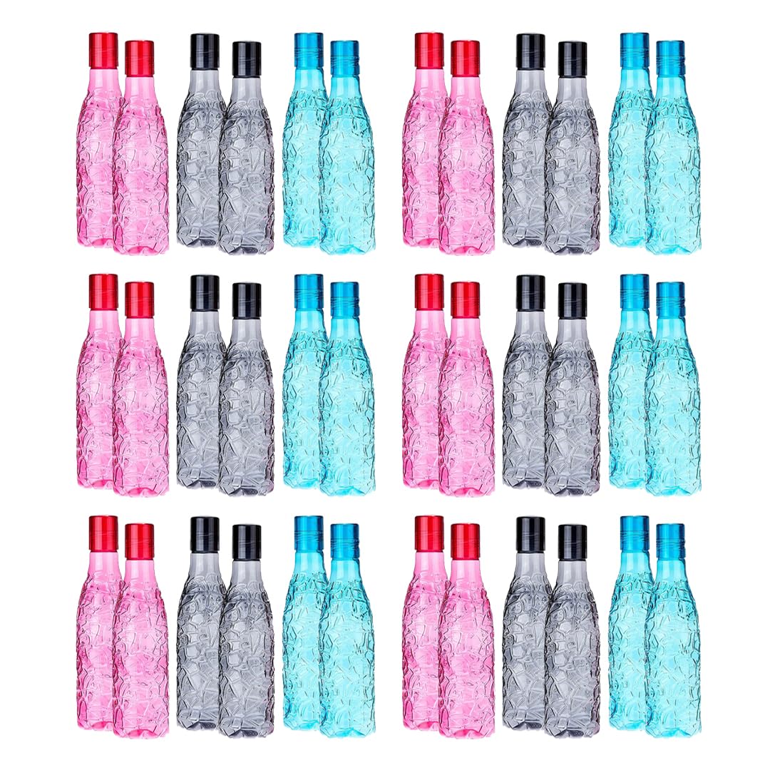 Kuber Industries Set of 6 Plastic Water Bottle | 1 Litre Round Plastic Water Bottle | Refrigerator Safe and BPA free PET Water Bottle |Perfect For School College Work Gym | Pack of 6 | Assorted