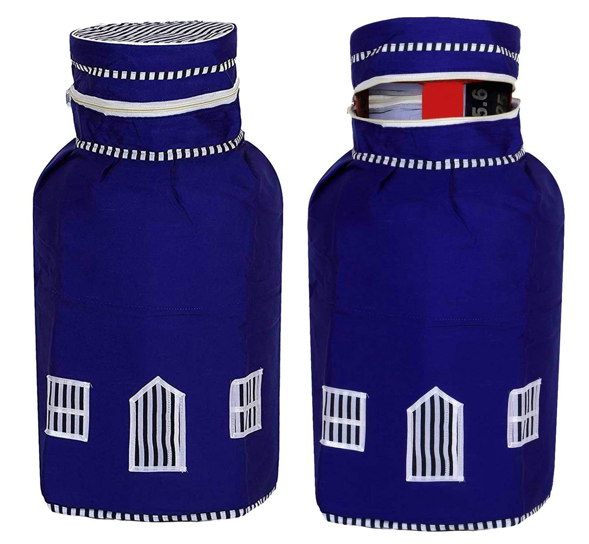 Kuber Industries Cotton Dust-Water Proof LPG Gas Cylinder Fittedsheet Cover (Blue, Standard, CTKTC040750) - 2 Pieces