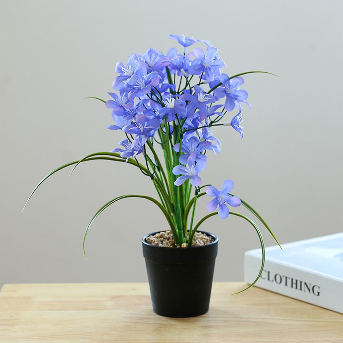 UMAI Artificial Flowers for Decoration with Pot | Purple Jasmine Bonsai with Leaves | 33 CM Long | Aesthetic Room Decor Items for Living Room, Bedroom, Hall | Fake Plants for Office, Reception Area