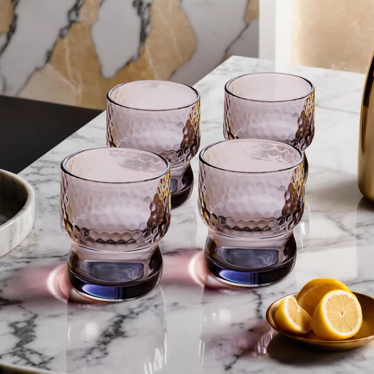 UMAI Set of 4: Modern Ash-Grey Juice Glasses 300ml | Lead Free