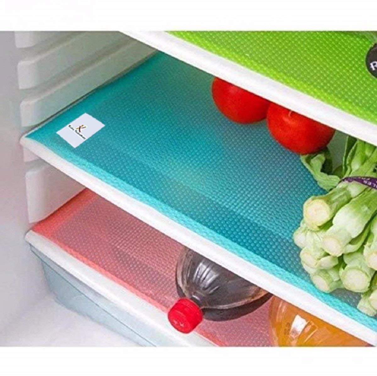 Kuber Industries PVC 6 Piece Refrigerator Drawer Mat Set - Multicolour, Standard (FR104)