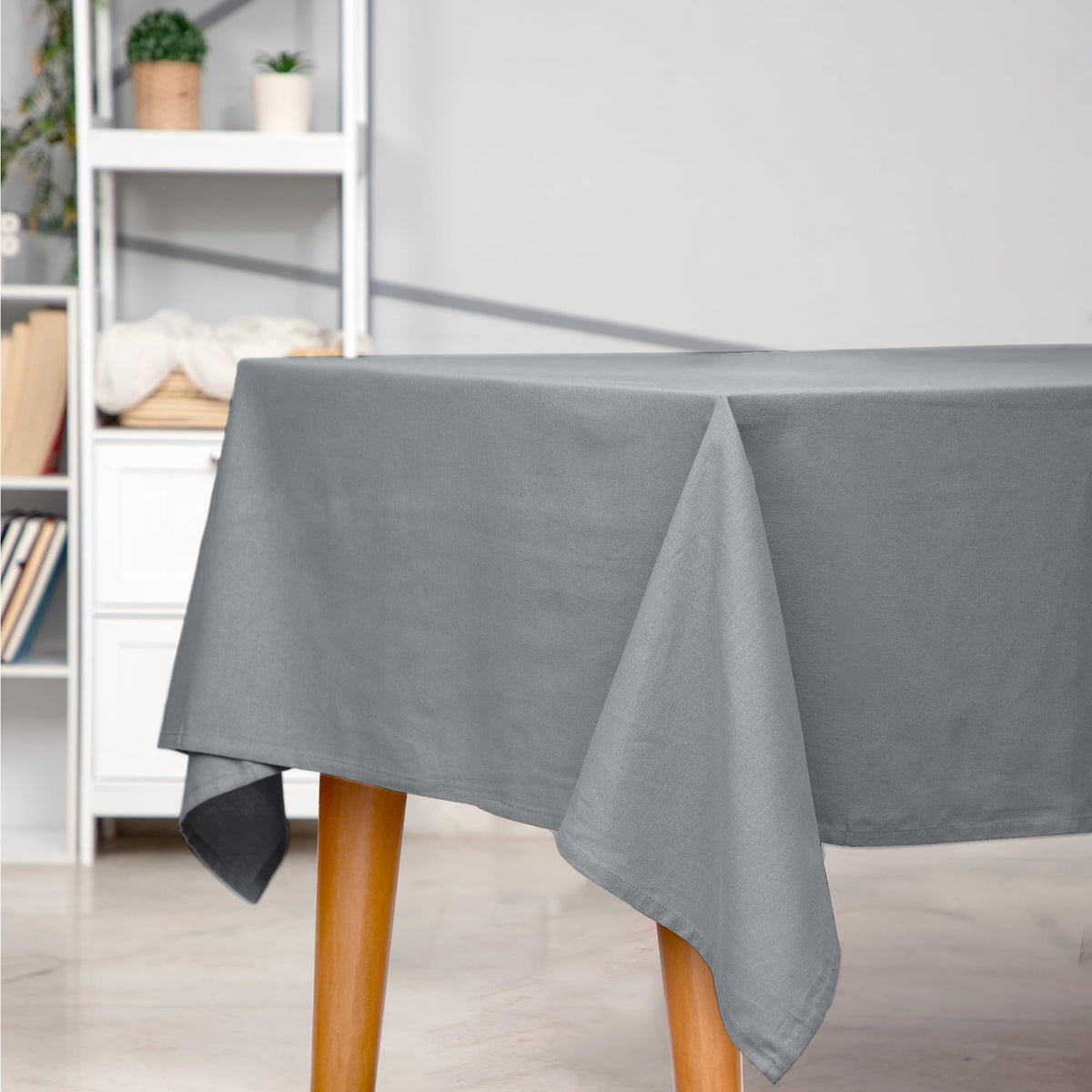 Anko Linen Plain Table Cloth for 4 to 6 Seater| 100% Cotton Table Cover for Dining Table, Festivals, Indoor & Outdoor Parties and Everyday use | Washable resusable mat | 150 x 225 cm, Charcoal Black