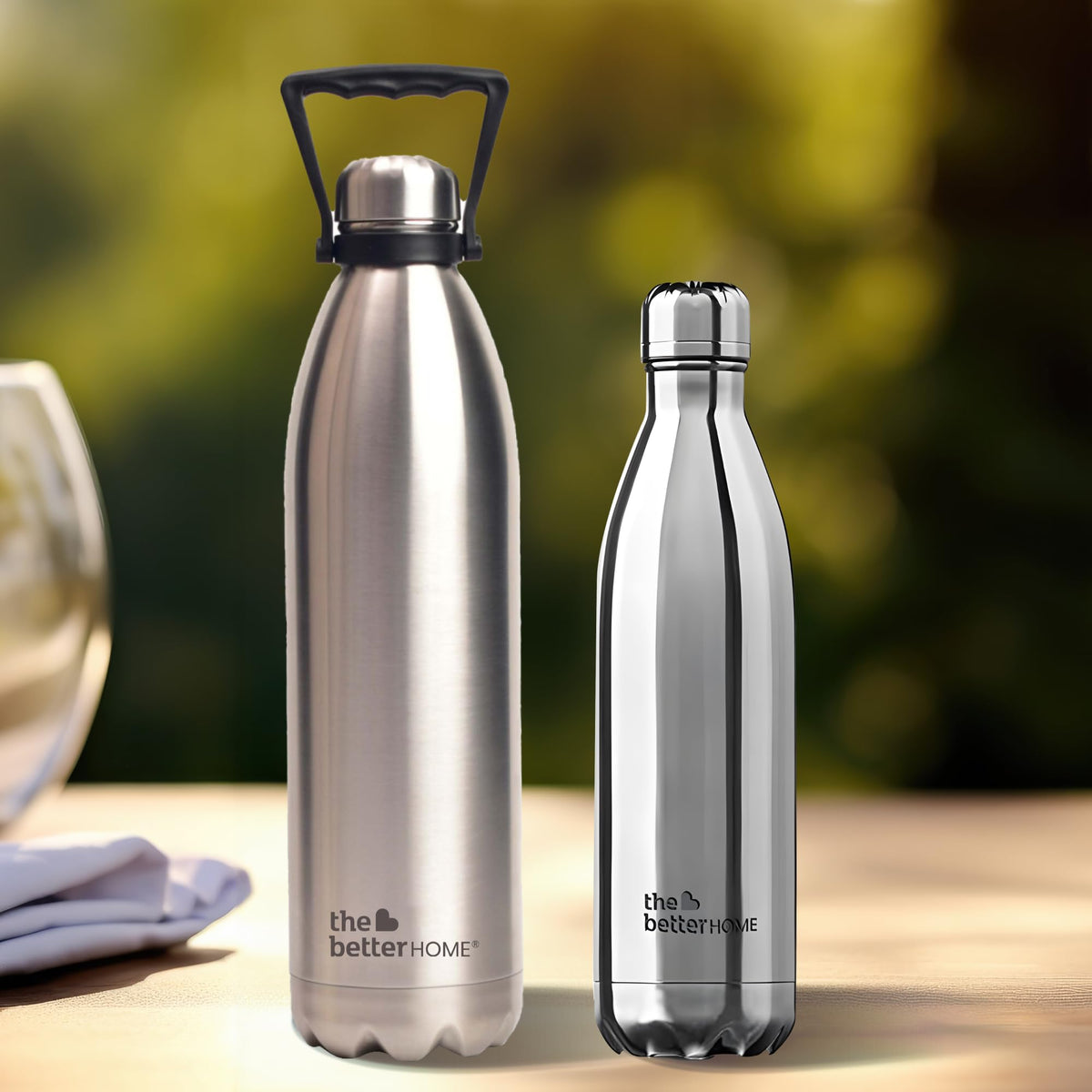 The Better Home (Pack of 2-500ml and 1900ml) | Thermosteel Bottle | Doubled Wall 304 Stainless Steel | Stays Hot for 8 Hrs & 8 Cold for Hrs | Leakproof | Insulated Water Bottles for Office | Silver