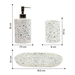 Anko Terrazzo Soap Dispenser, Tray & Toothbrush Holder stand set for Bathroom | Washroom Storage Organizer | Sanitizer, Lotion, Shampoo Bottle with pump | Rust-proof, leak-proof, Easy-to-clean | Stylish accessory - Terrazzo