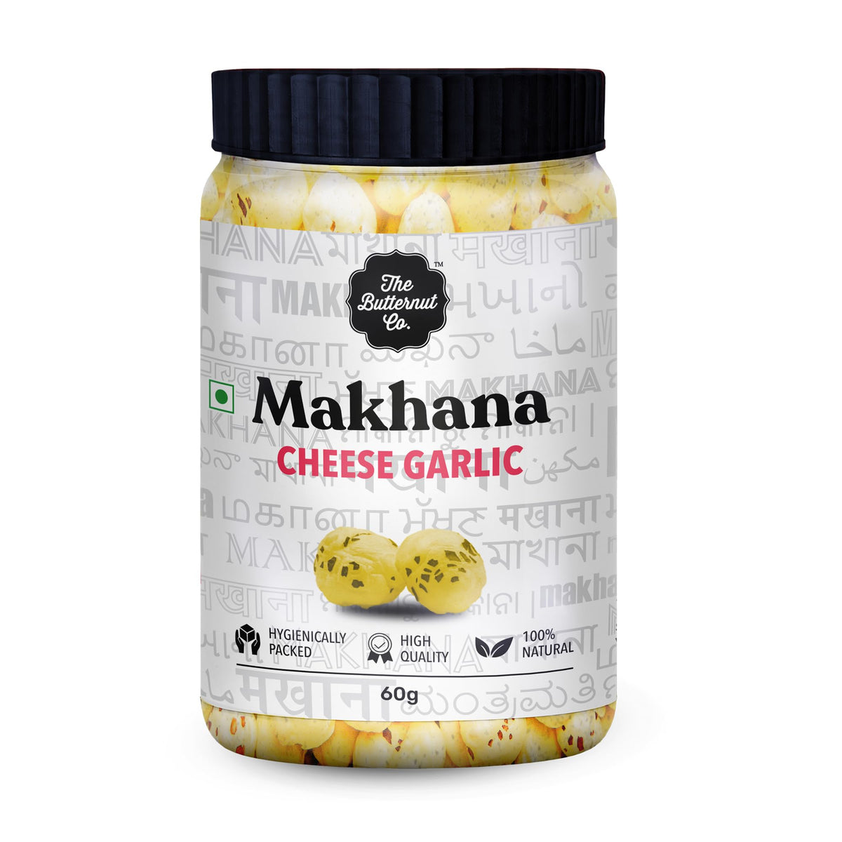 The Butternut Co. Makhana - Flavored Cheese Garlic - 60g, Natural, High Protein & Fibre, Gluten Free, Vegan (Pack of 1)