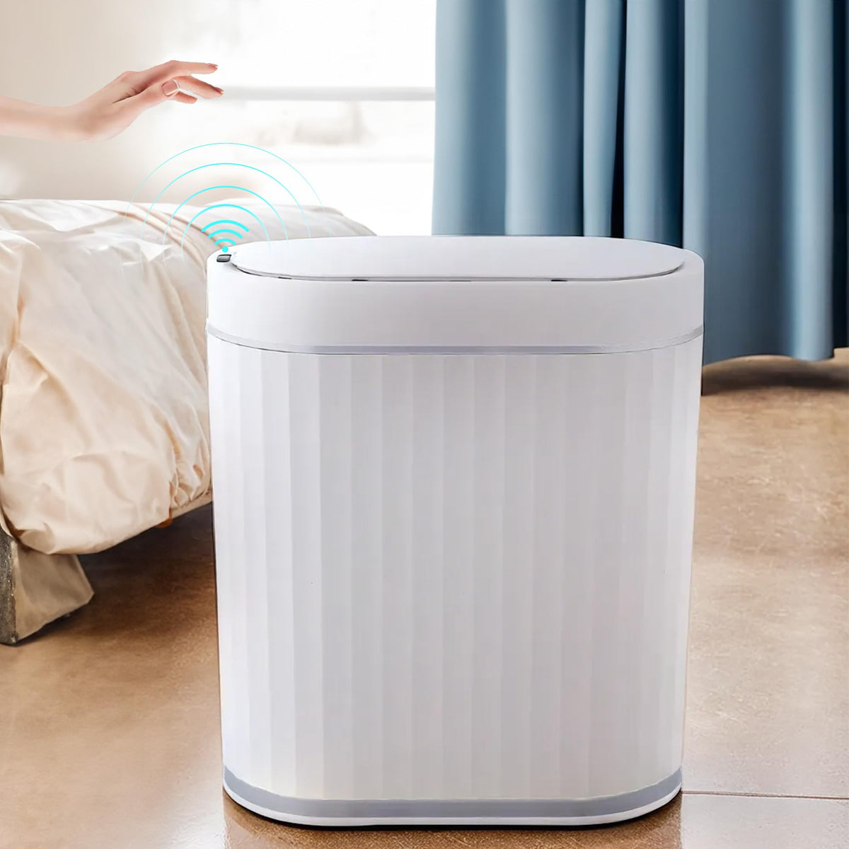 The Better Home 7L Dustbin For Kitchen | Dustbin For Bathroom | 29 cm Automatic Smart Sensor Dustbin For Bedroom | Steel Dustbin With Lid | Dustbin For Office | Garbage Bin - White & grey