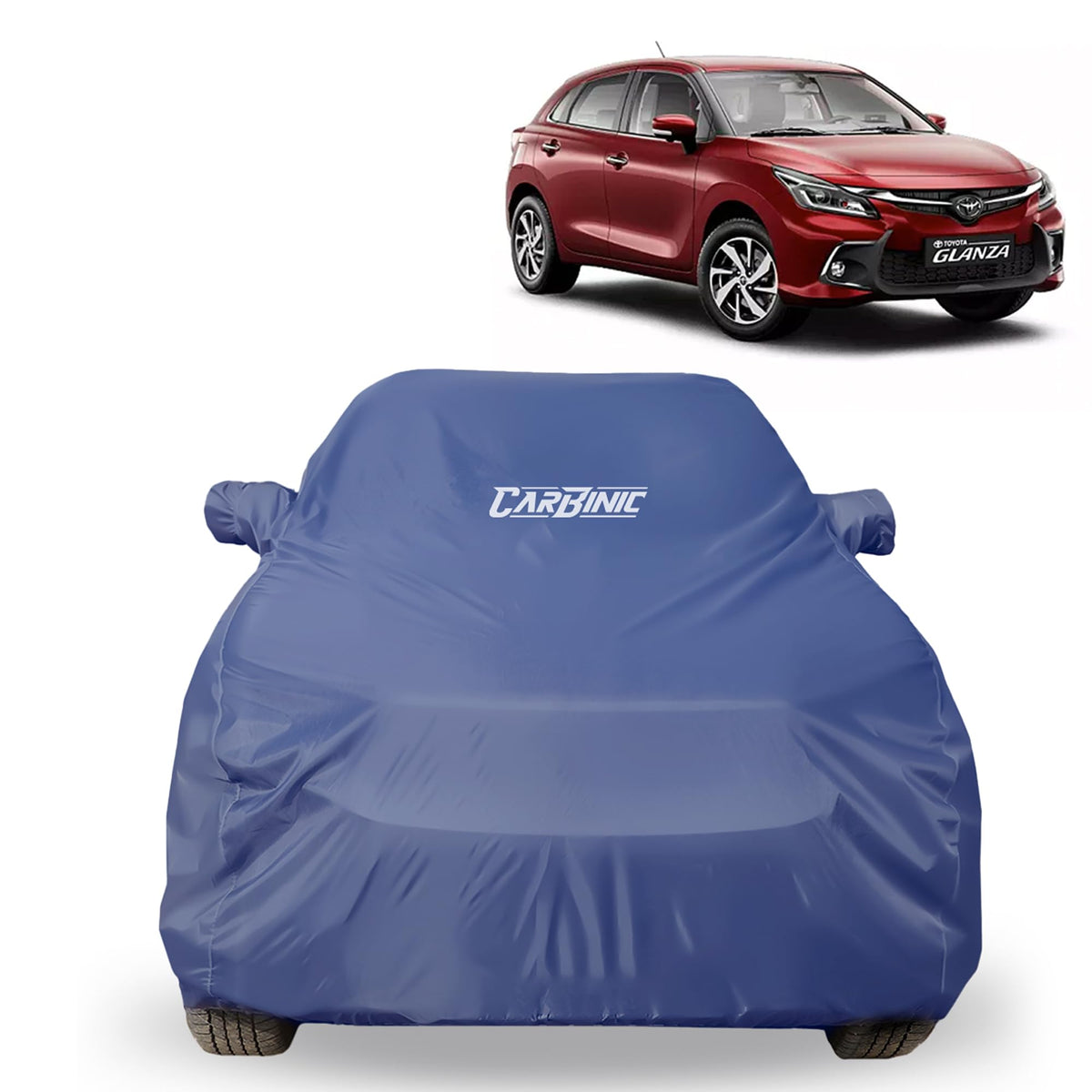 CARBINIC Car Body Cover for Toyota Glanza 2022 | Water Resistant, UV Protection Car Cover | Scratchproof Body Shield Dustproof All-Weather Cover Mirror Pocket & Antenna | Car Accessories