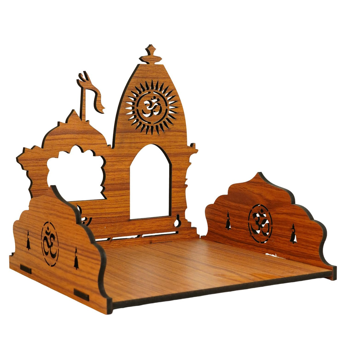 Ekhasa Ayodhya Mandir Inspired Wooden Pooja Mandir for Home Wall Mounted | Wooden God Temple for Home | Pooja Stand for Home | Puja Mandir for Home | Pooja Unit for Home | Temple for Office