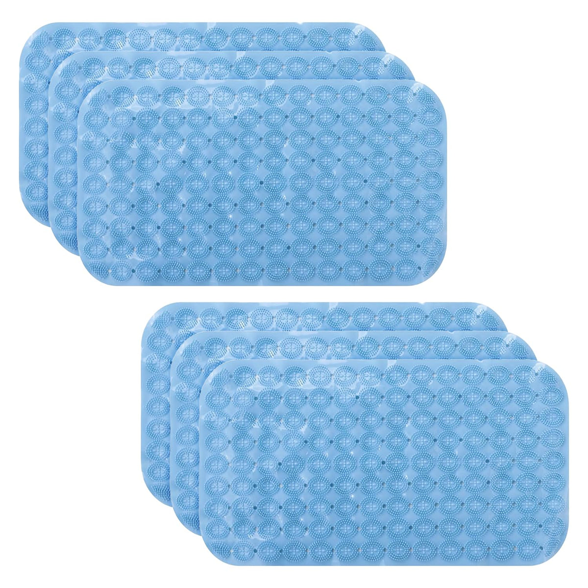 Kuber Industries Bath Mat | PVC Bathroom Mat | Shower Bath Mat | Floor Tub Mat | Foot Massager Mat | Anti-Skid Shower Bathroom Mat | B-02B |Pack of 6| Light Blue