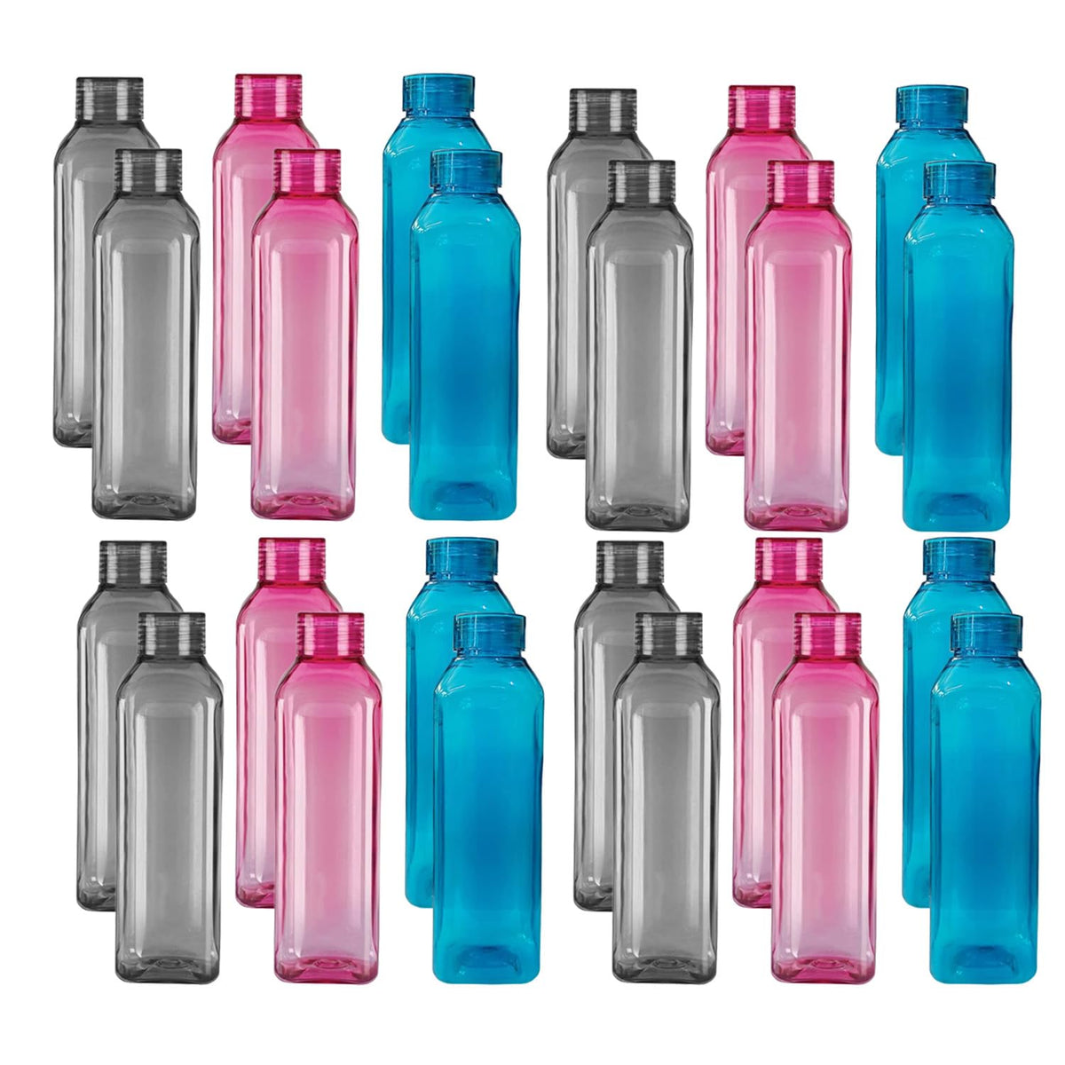 Kuber Industries BPA Free Plastic Water Bottles | Unbreakable, Leak Proof, 100% Food Grade Plastic | for Kids & Adults | Refrigerator Plastic Bottle Set of 6|Assorted (Pack of 4)