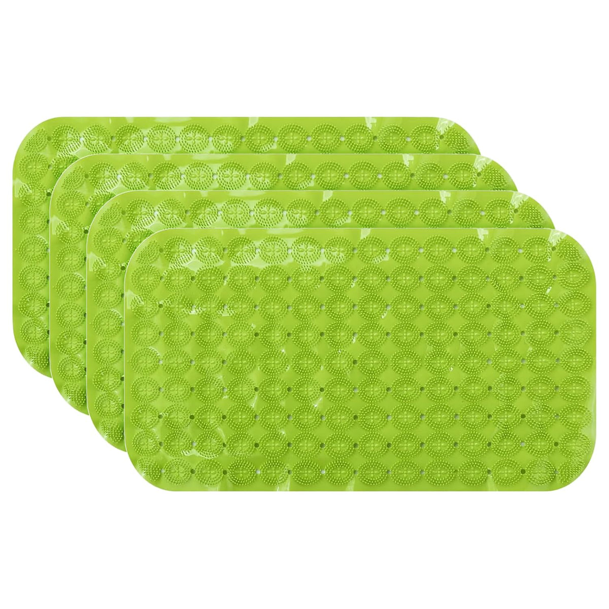 Kuber Industries Bath Mat | PVC Bathroom Mat | Shower Bath Mat | Floor Tub Mat | Foot Massager Mat | Anti-Skid Shower Bathroom Mat | B-02C |Pack of 4| Green