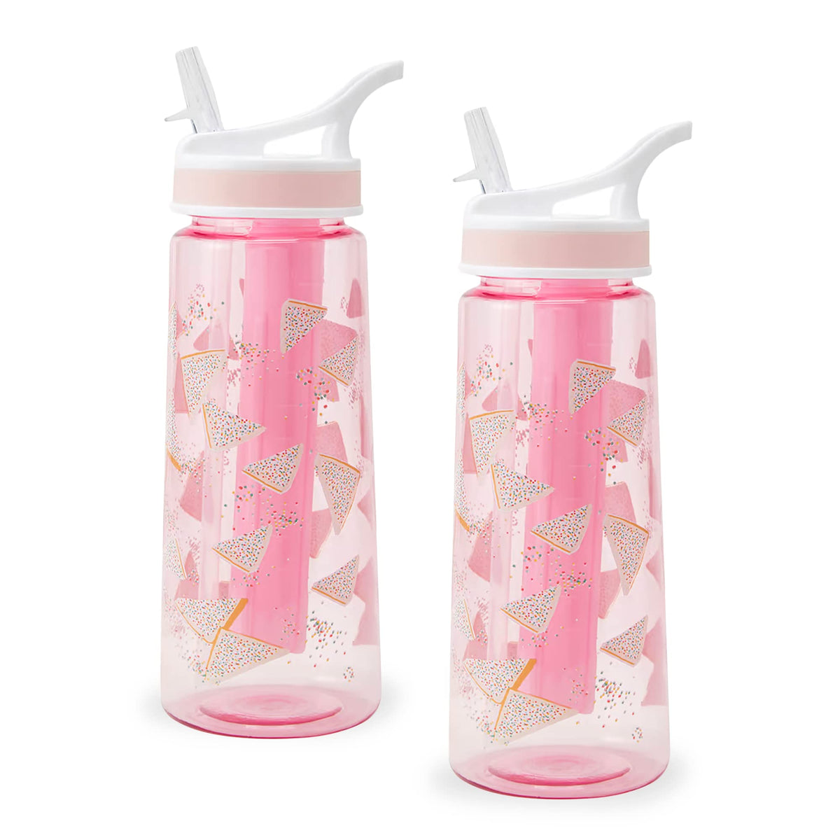 Anko 650 ML Non-Toxic Plastic Sipper Water Bottle with Freeze Stick | Flip-Top Spout Lid & Straw | Toxin-Free | Ideal for Gym, Travel, School Bottle | Leak Proof- Light Pink | Pack of 2