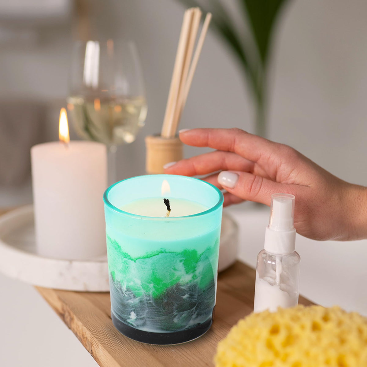 UMAI Melamine Jar Scented Candles|Premium Scented Candle with Long-Lasting Fragrance(30Hrs),Soy & Essential Oil Blend|Fragrance Candles for Home Decor,Christmas|Green Mountains & Water