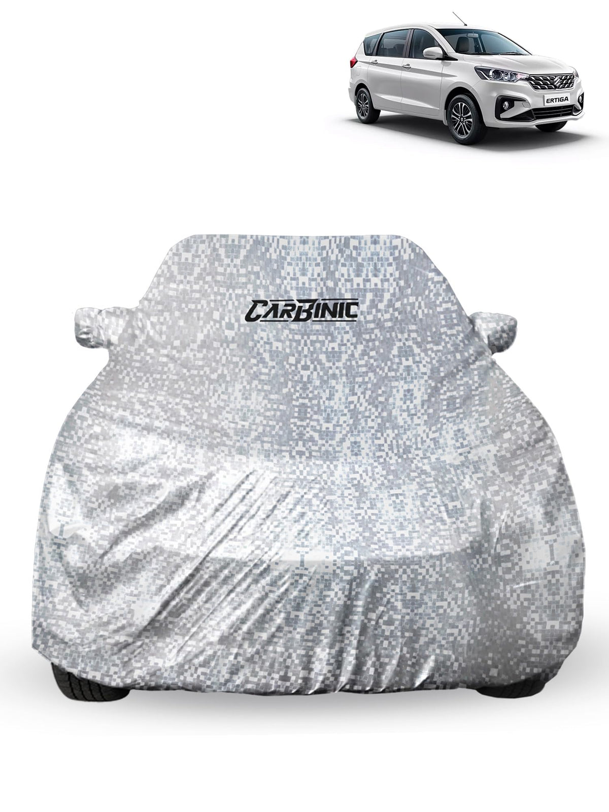 CARBINIC Car Cover for Maruti Ertiga 2022 Waterproof (Tested) and Dustproof UV Heat Resistant Outdoor Protection with Triple Stitched Fully Elastic Surface