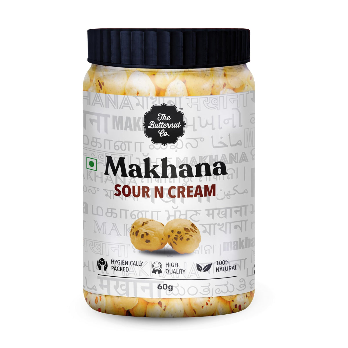 The Butternut Co. Makhana - Flavored Sour and Cream - 60g, Natural, High Protein & Fibre, Gluten Free, Vegan (Pack of 1)