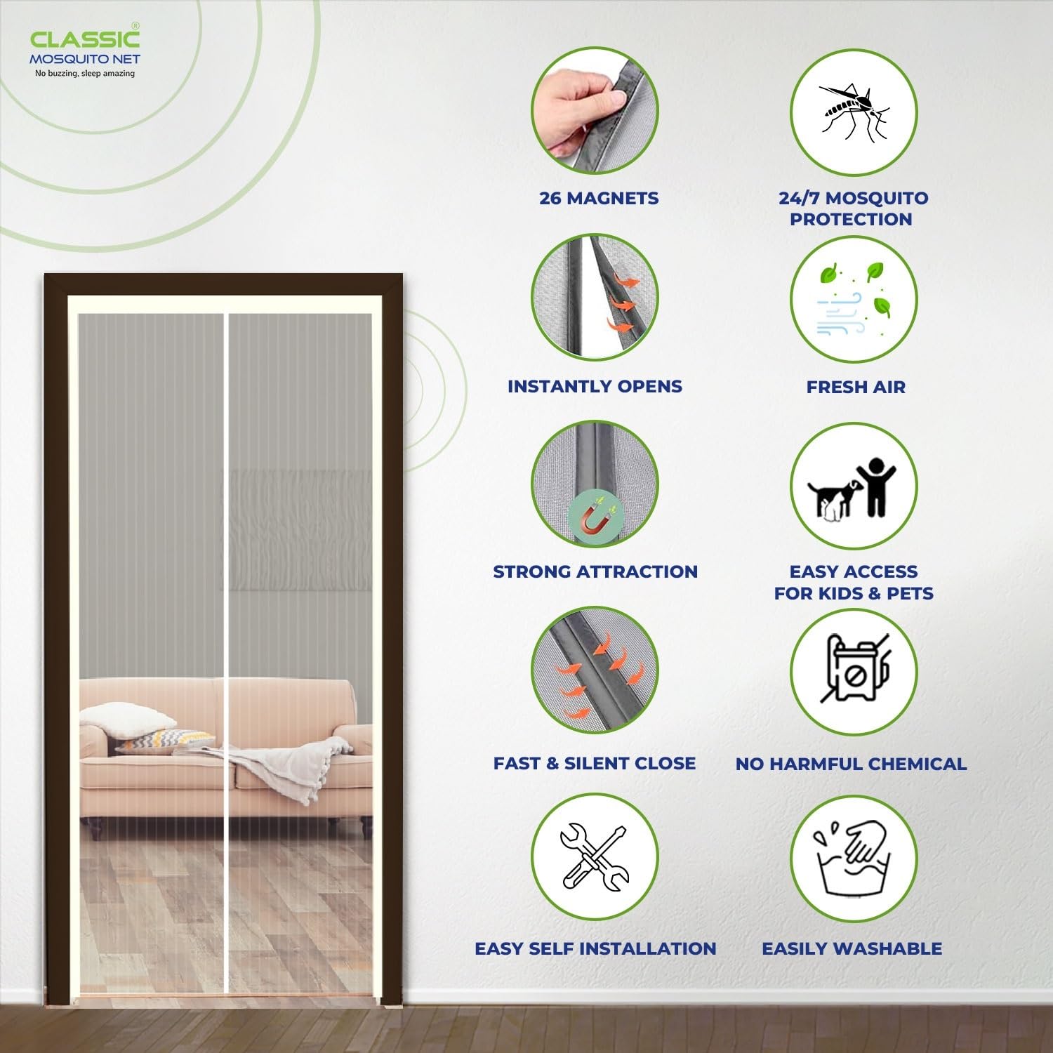 Classic Mosquito Net - Custom fit for door sizes