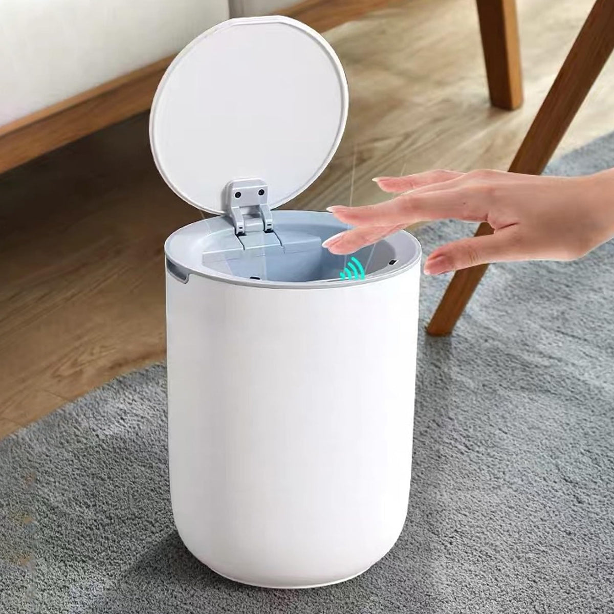 The Better Home 8L Plastic Dustbin With Lid | (28cm) Smart Sensor Small Dustbin For Kitchen | Dustbin For Bathroom | Waterproof Dustbin For Bedroom | Dustbin For Home & Office | White