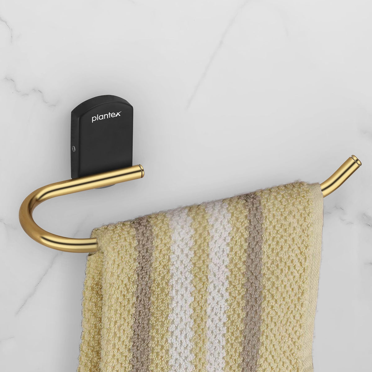 Plantex Towel Ring for washbasin, 304 Stainless Steel Napkin holder for kitchen/Bathroom hand Towel Holder/Bathroom Accessories- Parv (Gold & Black)