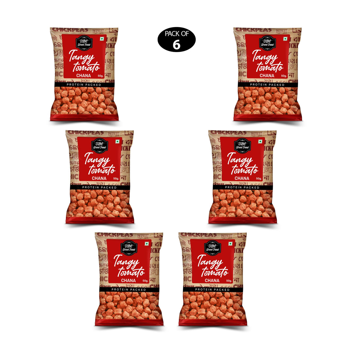 The Butternut Co. Tangy Tomato Chana - 50g x 6 Packs