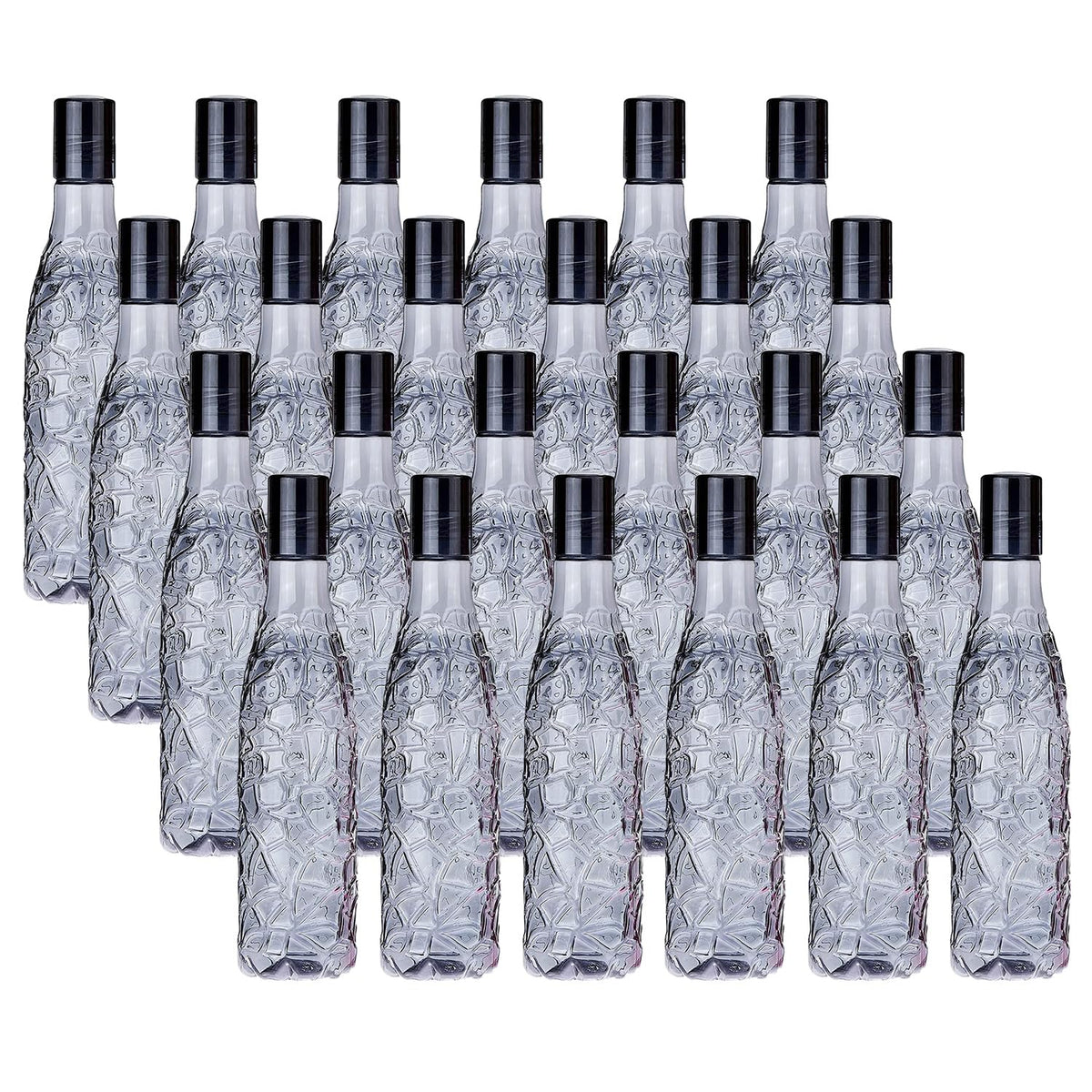 Kuber Industries BPA-Free Plastic Water Bottle|Leak Proof, Firm Grip, 100% Food Grade Plastic Bottles|For Home, Office, & Gym|Unbreakable, Freezer Proof, Fridge Water Bottle|Set Of 6|Black (Pack Of 4)