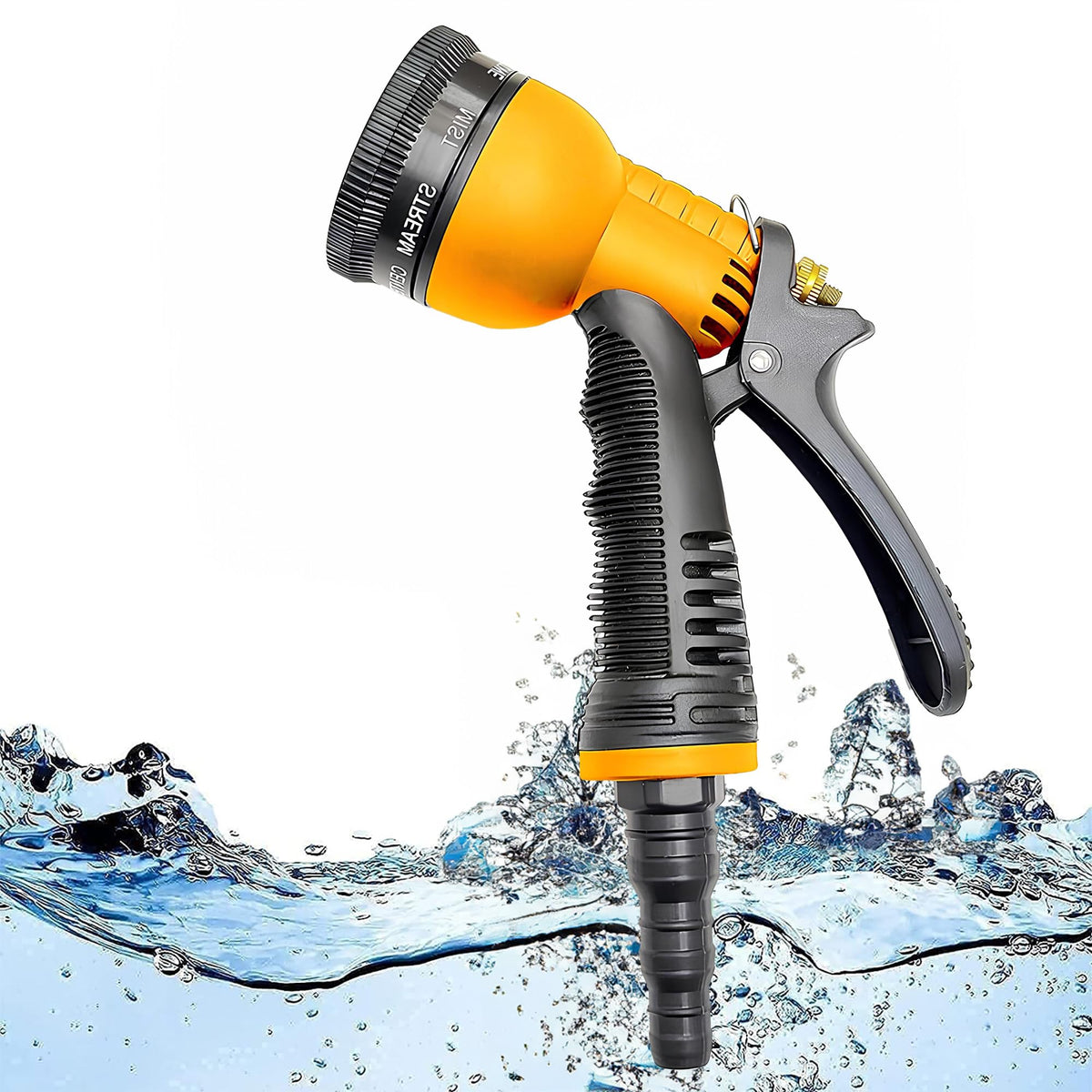 Kuber Industries Water Spray Gun|Plastic 8 Adjustable High Pressure Hose Nozzles Spray|Used for Car,Bike,Gardening Wash (Yellow)