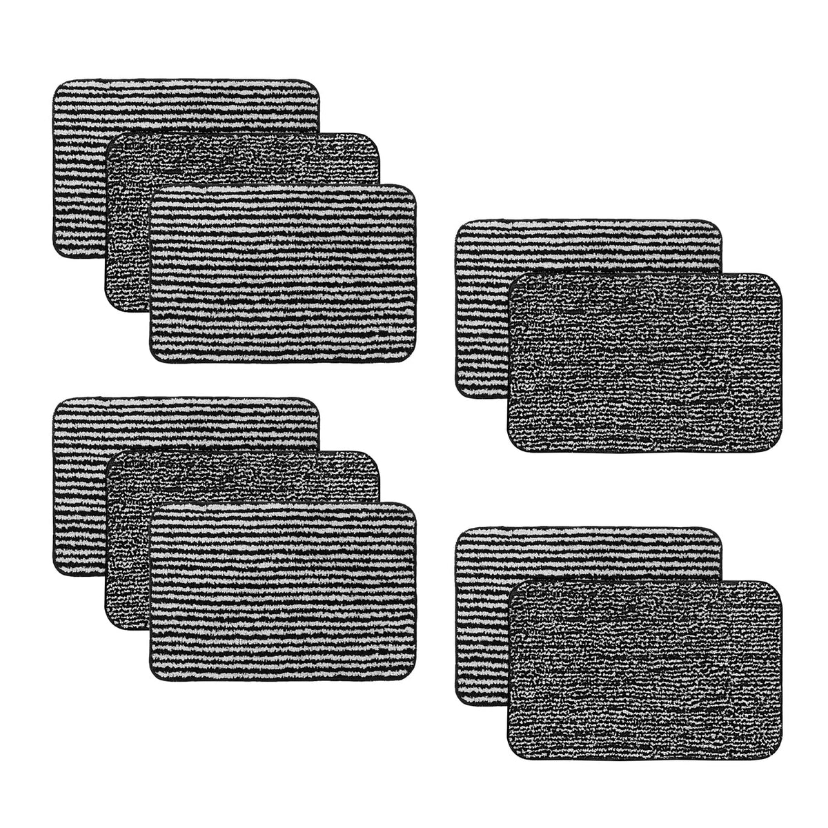 Kuber Industries Pack of 5 Super Soft Door mat|Microfiber Anti-Slip Water Absorbant Fluffy Floor Mat|Entrance Mat for Kitchen,Bedside,Door,Living Room,60x40 cm,Set of 2|Bold and Thin Stripes