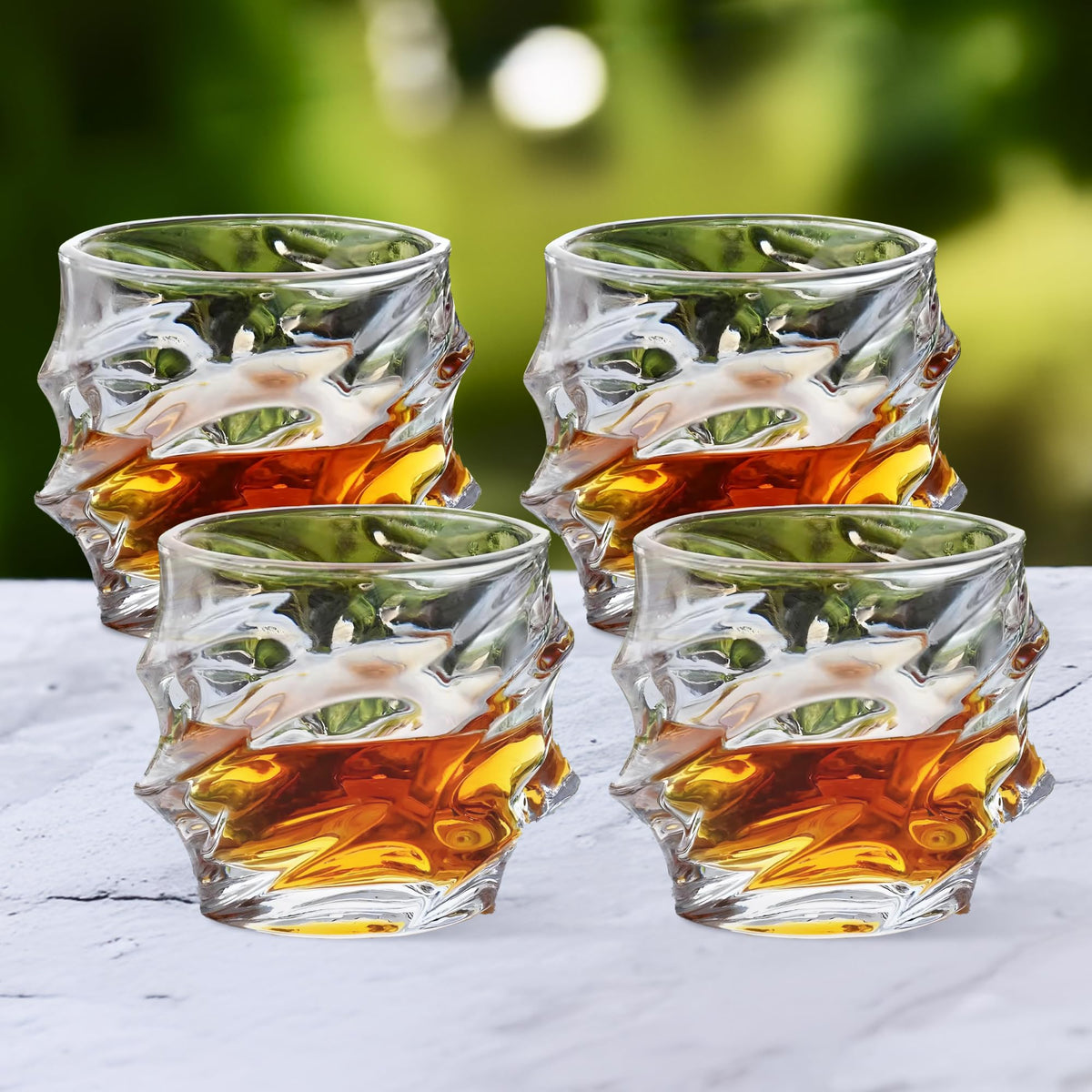 UMAI Whiskey Glasses Set of 4 (240ml Each) | Lead Free Neat Whiskey Glass | Heavy Bottom Drinking Glass | Crystal Glass for Bar Home | Glass for Drinks | Cocktail Glasses | Highball Glass