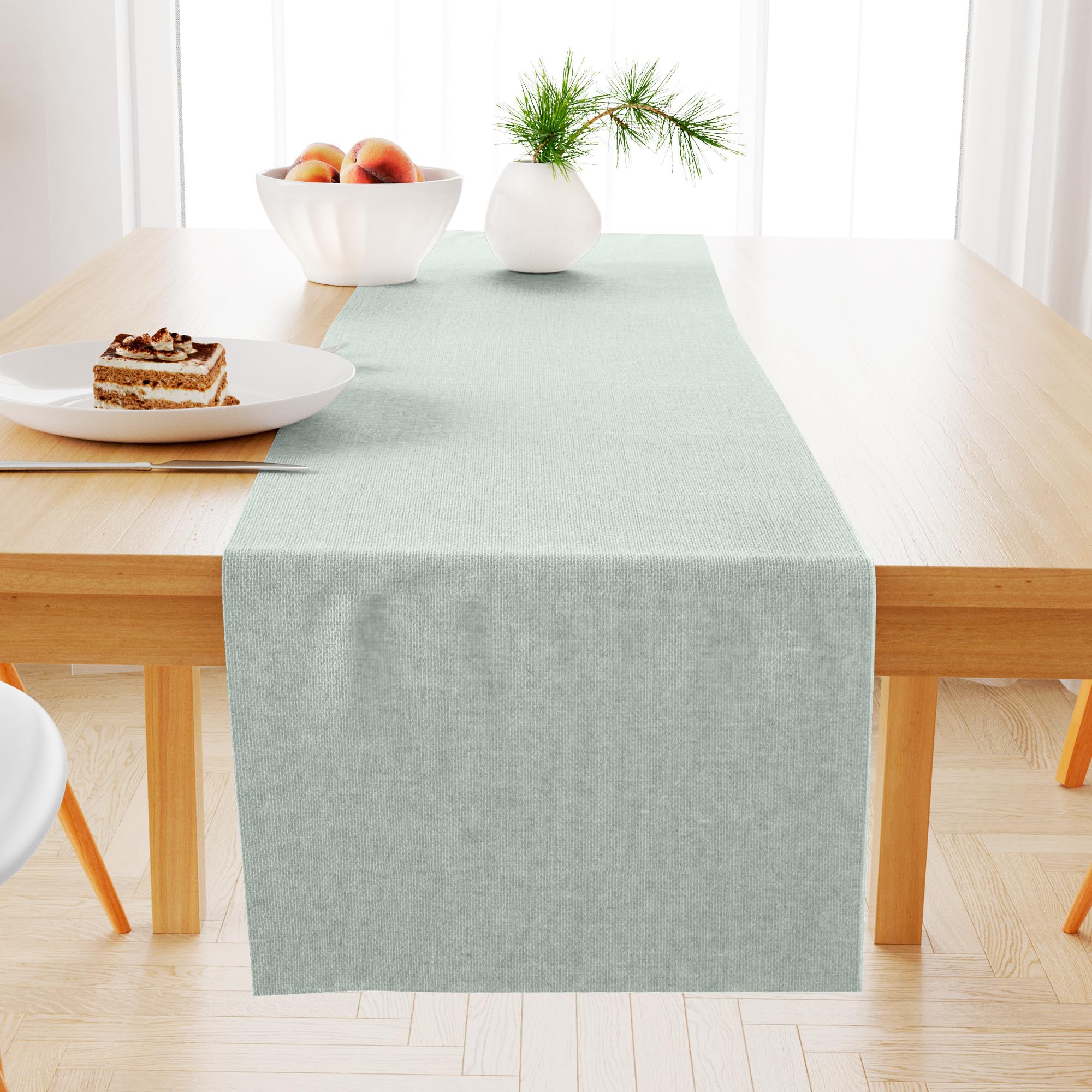 Green Ribbed Table Runner Sage Green Ribbed Table Runner | 150cm x 33cm | 100% Cotton ...