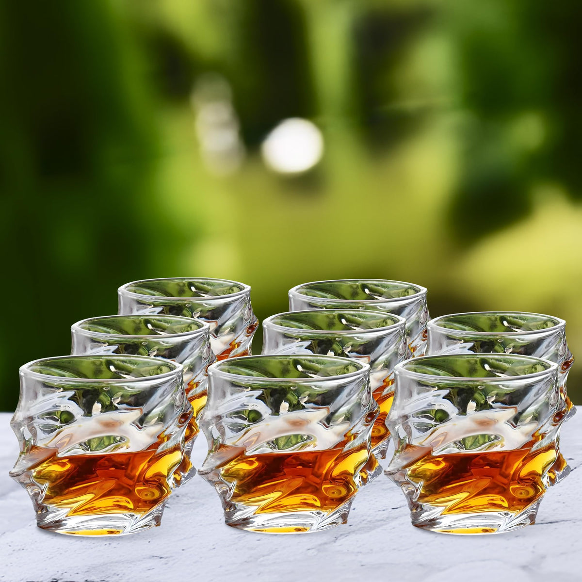 The Better Home Zest Whiskey Glasses Set of 8 (240ml Each) | Lead Free Neat Whiskey Glass | Heavy Bottom Drinking Glass | Crystal Glass for Bar Home | Glass for Drinks | Cocktail Glasses