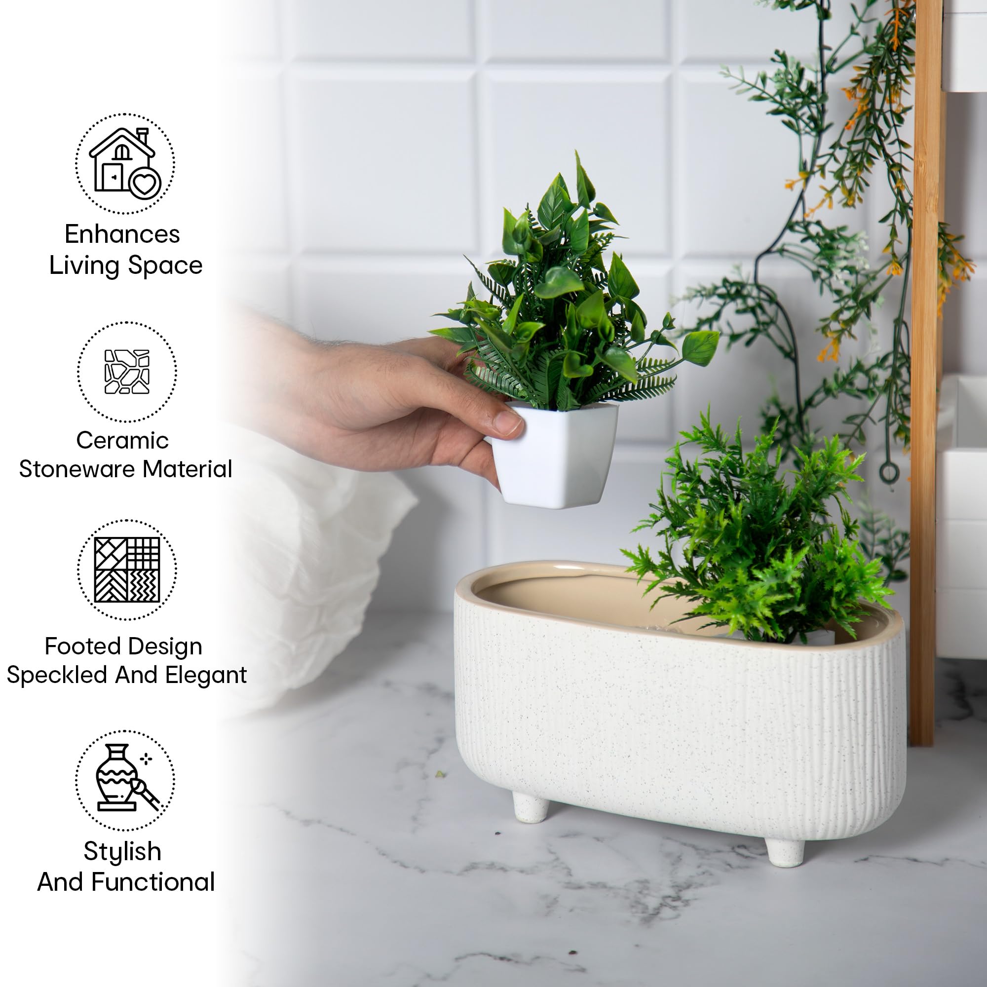 Anko Speckled Trough Planter - Suitable for balcony plants