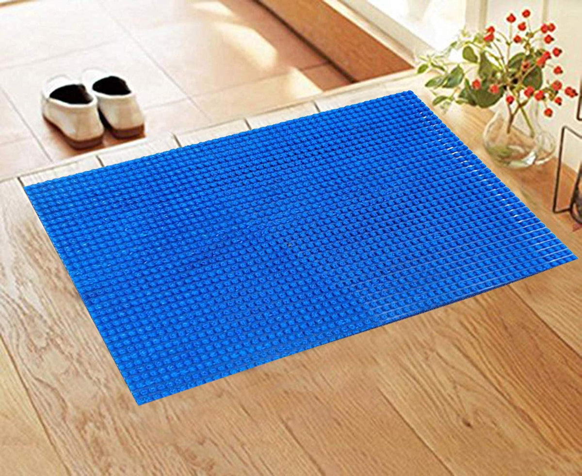 Kuber Industries Turf Design PVC Door Mat - 24"x16" (Blue)