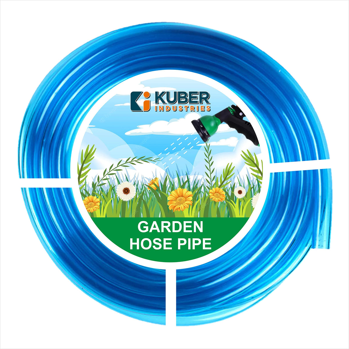 Kuber Industries Multiutility PVC Water Pipe|Multi-Utility Water Pipe for Garden, Car Cleaning & Pet Washing|Light Weight, Kink Proof Proof & Portable Hose Pipe for Gardening|10 Meter|Blue|(Pack Of 5)
