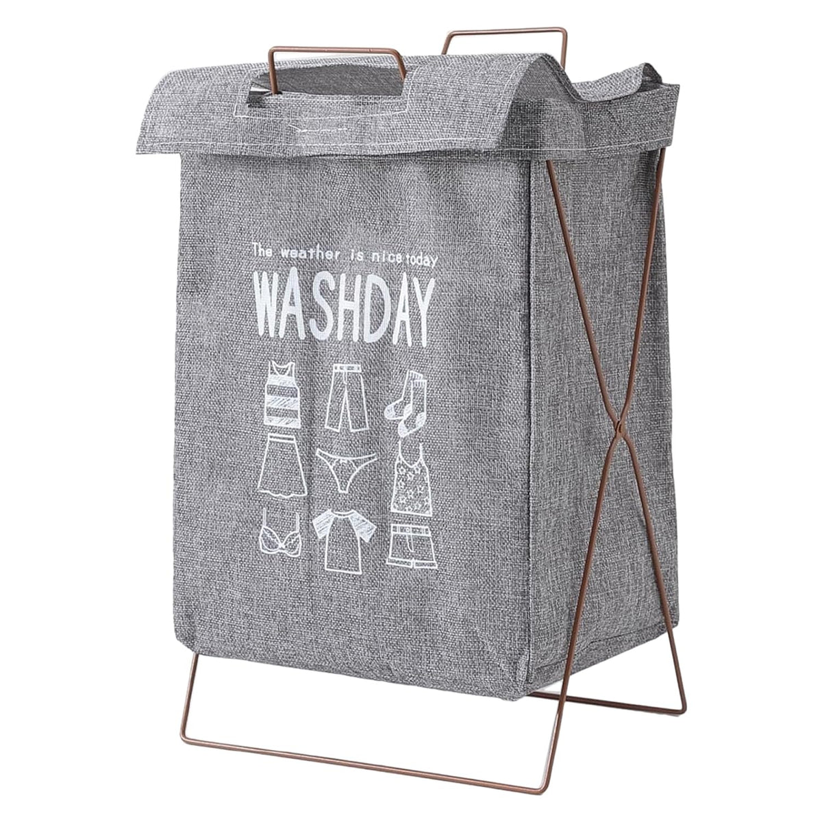 Heart Home Laundry Basket For Clothes|Foldable Laundry Hamper|Basket For Toys, Dirty clothes, Storage "40 LTR" (Grey)