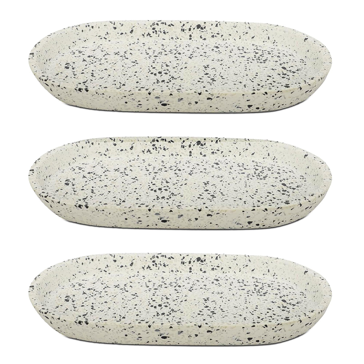 Anko Terrazzo Bathroom Toothbrush & Soap Dispenser Tray - Pack of 3 | Bathroom Shelf Organizer | Washroom Storage Organizer | Toothbrush & Soap Dispenser Tray | Ideal for Shampoo Bottles & Toothpaste