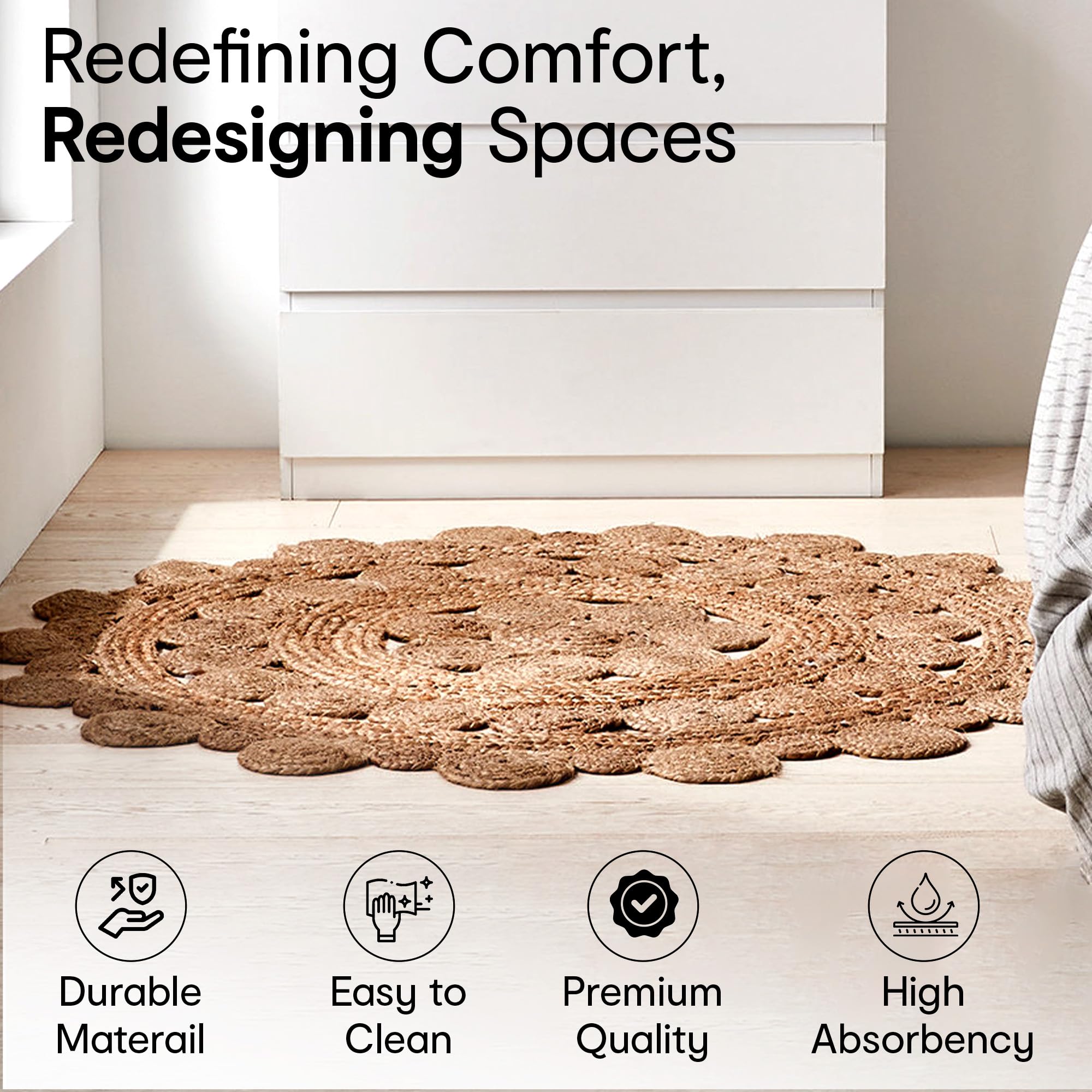 Anko Decor Jute Round Rug - Bedroom Use