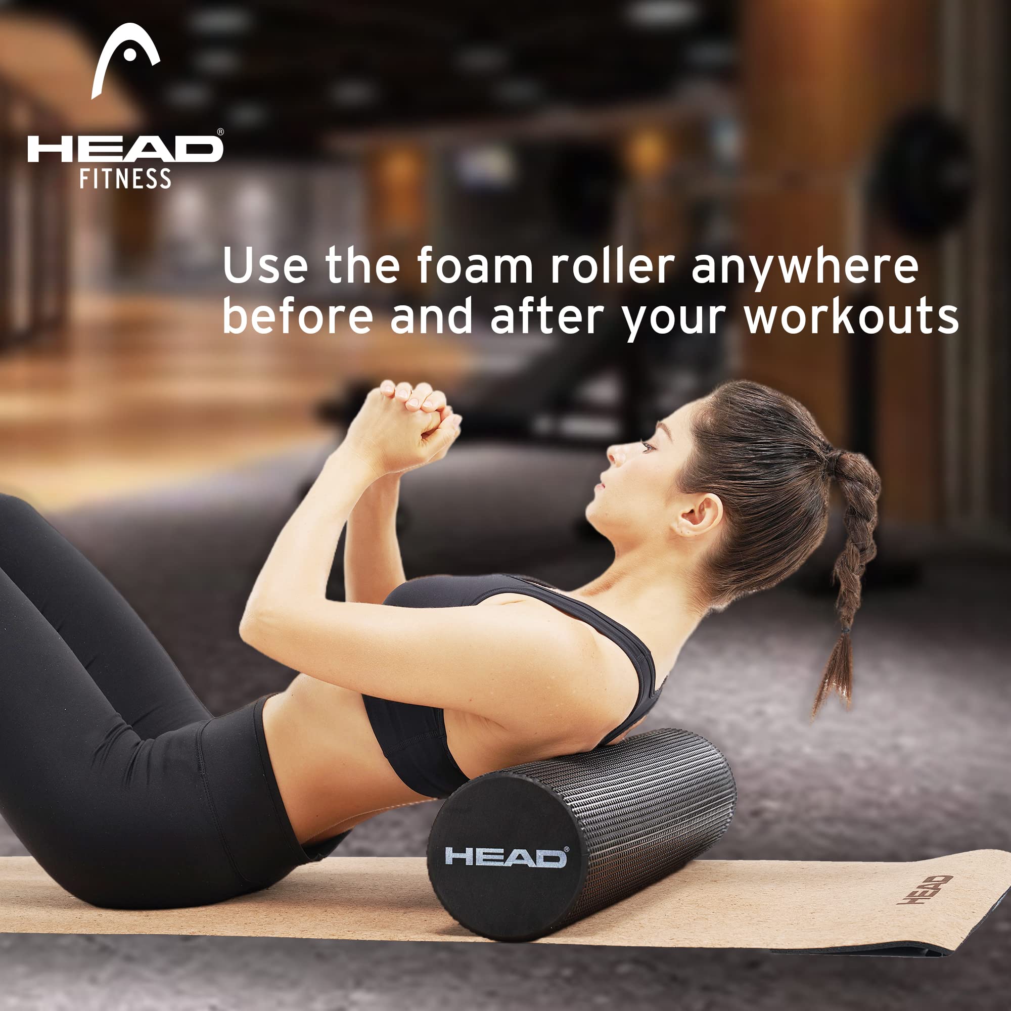 HEAD Foam Roller for Exercise 60 Cm, Fitness, Back Pain, Deep